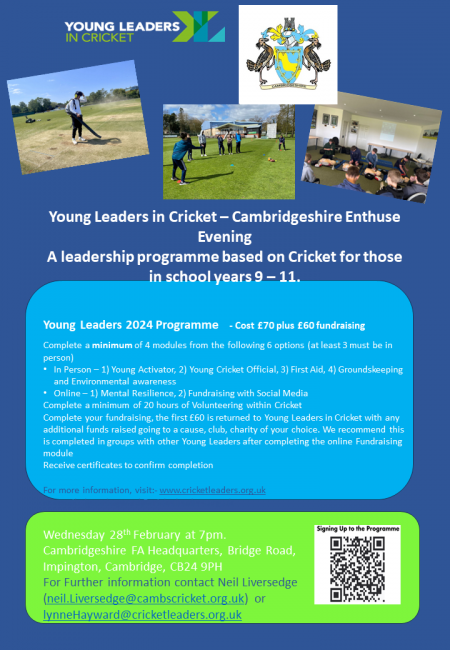 Young Leaders in Cricket – come and get involved